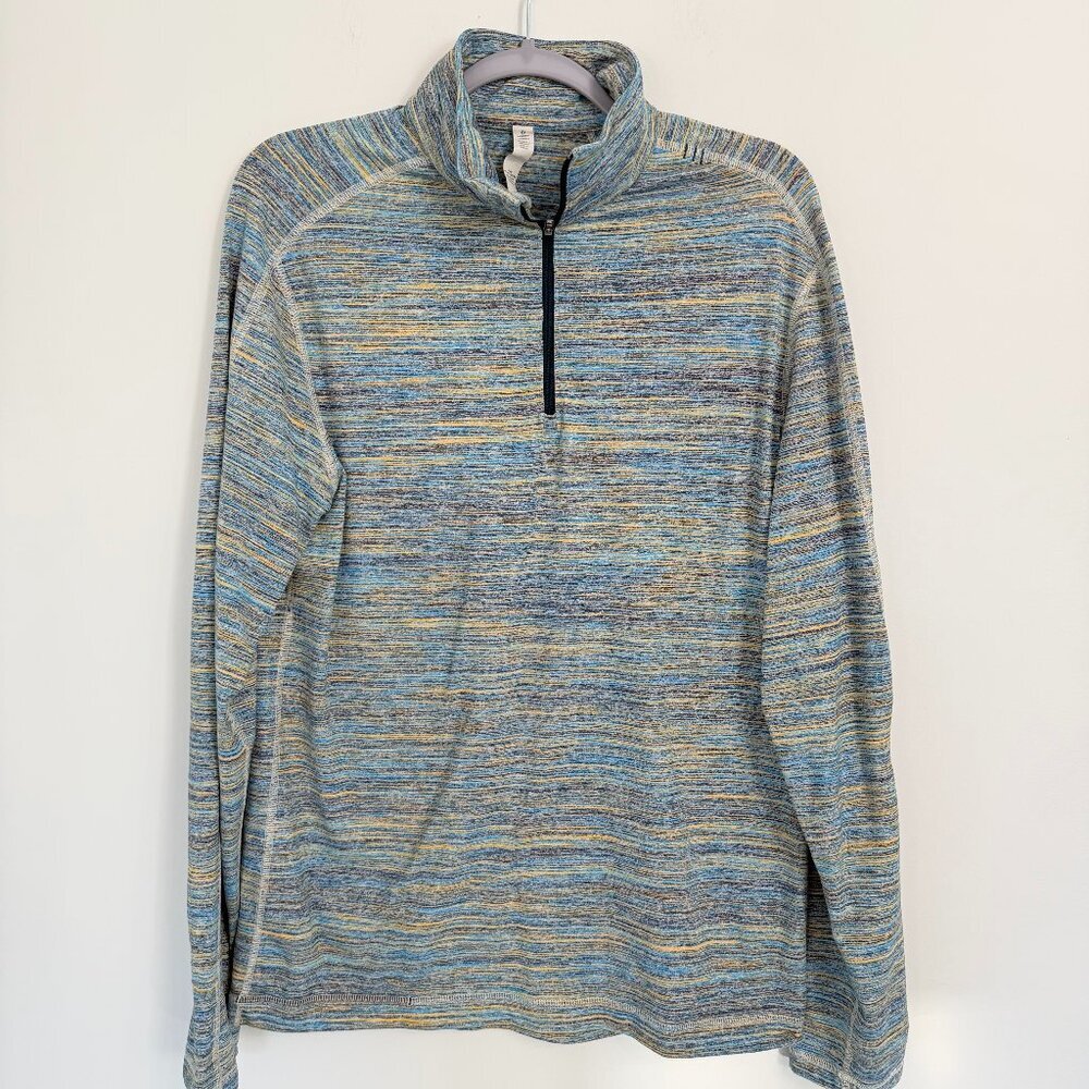 🔥 Lululemon Metal Vent Tech 1/2 Zip Long Sleeve – Space Dye Blue – Size L**